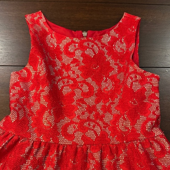 Justice Vibrant Red Kids Dress with White Floral Design - Picture 5 of 5